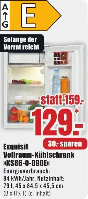 B1 Discount Baumarkt Exquisit Vollraum-Kühlschrank KS86-0-090E Angebot