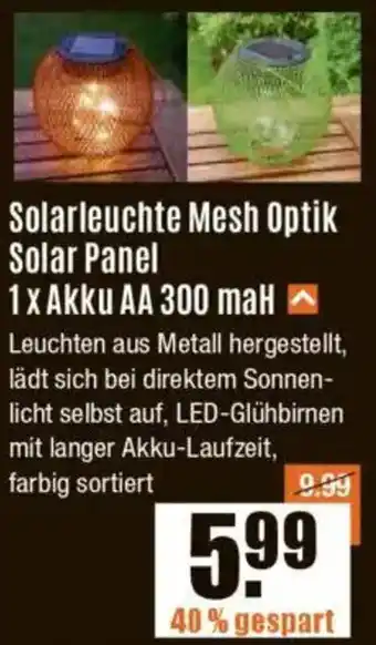 V Baumarkt Solarleuchte Mesh Optik Solar Panel Angebot