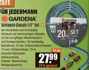 V Baumarkt GARDENA Schlauch Classic 1/2" Set Angebot