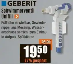 V Baumarkt GEBERIT Schwimmerventil Unifill Angebot
