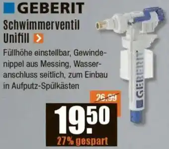 V Baumarkt GEBERIT Schwimmerventil Unifill Angebot