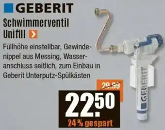 V Baumarkt GEBERIT Schwimmerventil Unifill Angebot