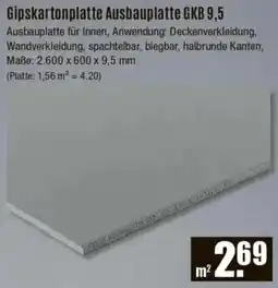 V Baumarkt Gipskartonplatte Ausbauplatte GKB 9,5 Angebot
