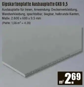 V Baumarkt Gipskartonplatte Ausbauplatte GKB 9,5 Angebot