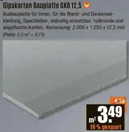 V Baumarkt Gipskarton Bauplatte GKB 12,5 Angebot