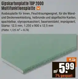 V Baumarkt Gipskartonplatte TOP 2000 Multifunktionsplatte Angebot