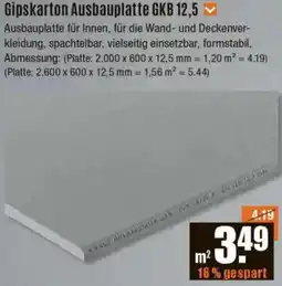 V Baumarkt Gipskarton Ausbauplatte GKB 12,5 Angebot
