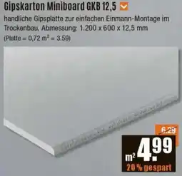 V Baumarkt Gipskarton Miniboard GKB 12,5 Angebot