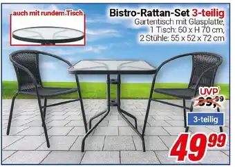 CENTERSHOP Bistro-Rattan-Set 3-teilig Angebot
