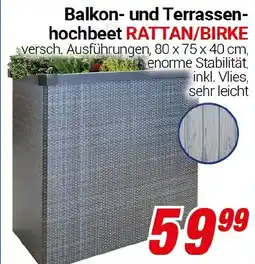 CENTERSHOP Balkon- und Terrassen- hochbeet RATTAN/BIRKE Angebot