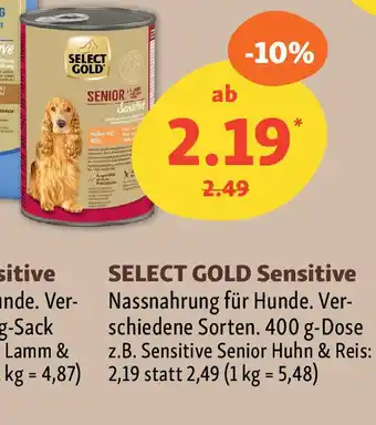 Fressnapf SELECT GOLD Sensitive Nassnahrung für Hunde. Angebot