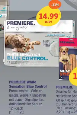 Fressnapf PREMIERE White Sensation Blue Control Premiumstreu. Angebot