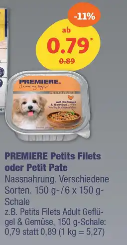Fressnapf PREMIERE Petits Filets oder Petit Pate Angebot