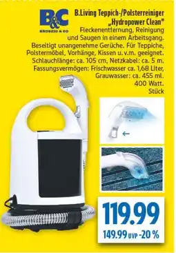 diska B&C B.Living Teppich-/Polsterreiniger „Hydropower Clean" Angebot
