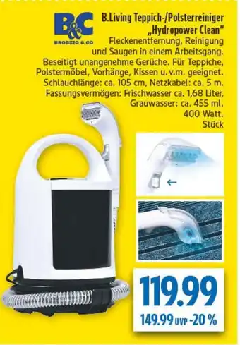 diska B&C B.Living Teppich-/Polsterreiniger „Hydropower Clean" Angebot