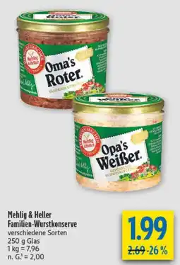 diska Mehlig & Heller Familien-Wurstkonserve Angebot