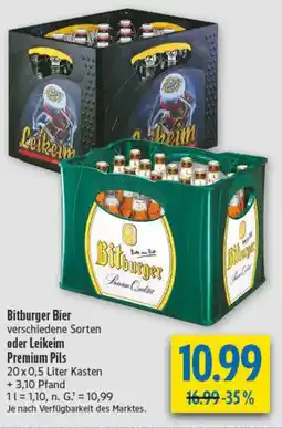 diska Bitburger Bier oder Leikeim Premium Pils Angebot