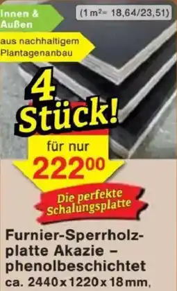 Jawoll Furnier-Sperrholz- platte Akazie - phenolbeschichtet ca. 2440x1220x18 mm Angebot