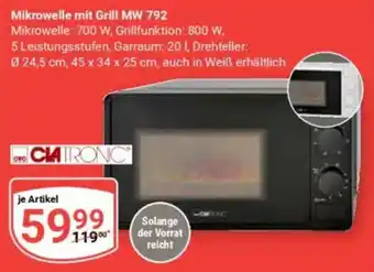 Globus Mikrowelle mit Grill MW 792 CLATRONIC Angebot