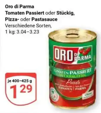 Globus Oro di Parma Tomaten Passiert oder Stückig, Pizza- oder Pastasauce Angebot