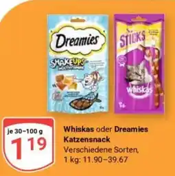 Globus Dreamies Whiskas oder Dreamies Katzensnack Angebot