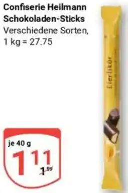 Globus Confiserie Heilmann Schokoladen-Sticks Angebot