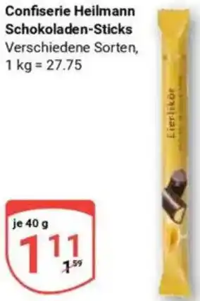 Globus Confiserie Heilmann Schokoladen-Sticks Angebot