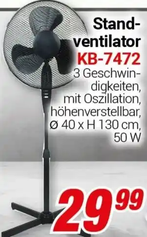 CENTERSHOP Standventilator KB-7472 Angebot