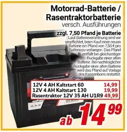 CENTERSHOP Motorrad-Batterie / Rasentraktorbatterie Angebot