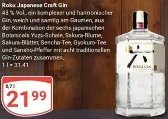 Globus Roku Japanese Craft Gin Angebot