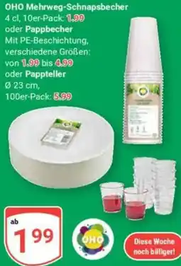 Globus OHO Mehrweg-Schnapsbecher oder Pappbecher Angebot
