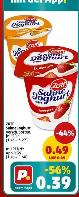 PENNY ZOTT Sahne-Joghurt Angebot