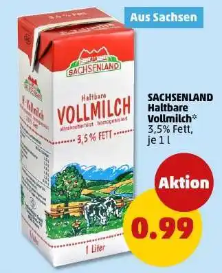 PENNY SACHSENLAND Haltbare Vollmilch Angebot