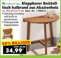 Norma Klappbarer Beistelltisch halbrund aus Akazienholz Angebot