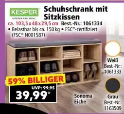 Norma Schuhschrank mit Sitzkissen Angebot