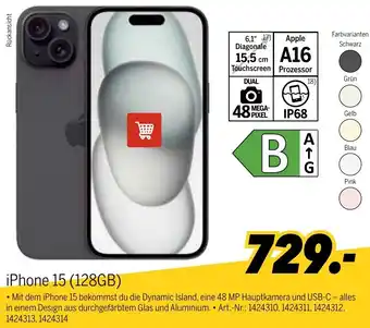 MEDIMAX Apple iPhone 15 (128GB) Angebot