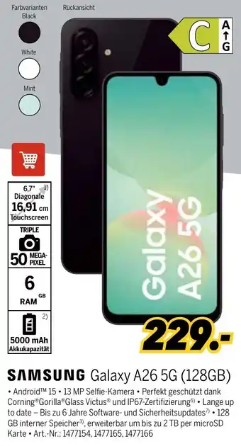 MEDIMAX SAMSUNG Galaxy A26 5G (128GB) Angebot