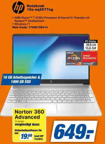 expert Techno Land hp Notebook 15s-eq2677ng Angebot