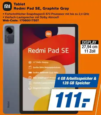 expert Techno Land Tablet Redmi Pad SE, Graphite Gray Angebot