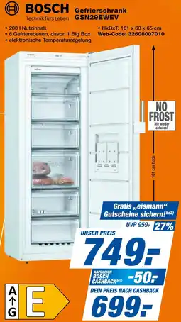expert Techno Land BOSCH Gefrierschrank GSN29EWEV Angebot