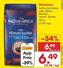 Netto Marken-Discount Mövenpick kaffee gemahlen oder ganze bohnen Angebot