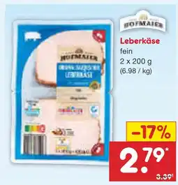 Netto Marken-Discount Hofmaier leberkäse fein Angebot