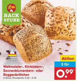 Netto Marken-Discount Weltmeister-, kürbiskern-, sonnenblumenkern- oder roggenbrötchen Angebot