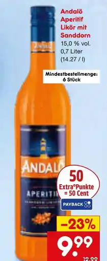 Netto Marken-Discount Andalö aperitif likör mit sanddorn Angebot