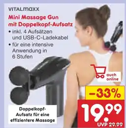 Netto Marken-Discount Vitalmaxx mini massage gun mit doppelkopf-aufsatz Angebot