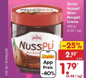 Netto Marken-Discount Zentis nusspli nuss-nougat-creme Angebot