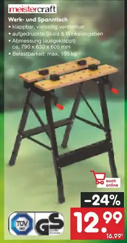 Netto Marken-Discount Meistercraft werk- und spanntisch Angebot