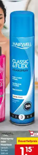 Netto Marken-Discount Hairwell haarspray oder haarlack Angebot