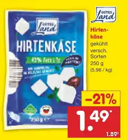 Netto Marken-Discount Gutes land hirtenkäse Angebot