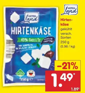 Netto Marken-Discount Gutes land hirtenkäse Angebot
